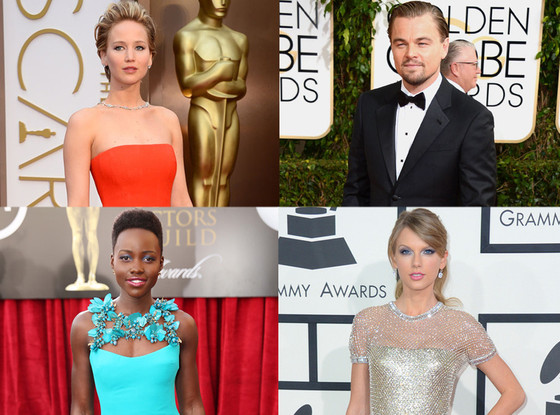 Jennifer Lawrence, Leonardo DiCaprio, Lupita Nyong'o, Taylor Swift Jennifer Lawrence, Leonardo DiCaprio, Lupita Nyong'o, Taylor Swift